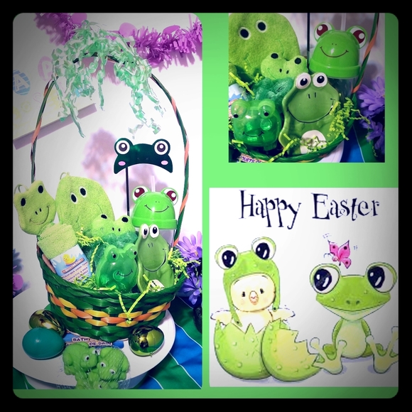 Baby's Frog theme Easter Gift Bath Basket - Picture 1 of 8